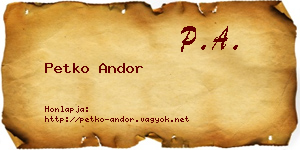 Petko Andor névjegykártya
