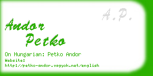 andor petko business card